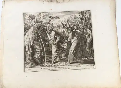 Alt/Antik Testamento. Moses Macht Brotar Wasser von Der Roca.grabado Cesare
