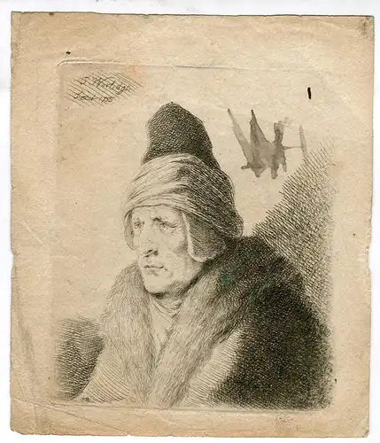 Thomas Worlidge (1700-1766) . Portrait De Anciano. Gravierkunst Stil Rembrandt