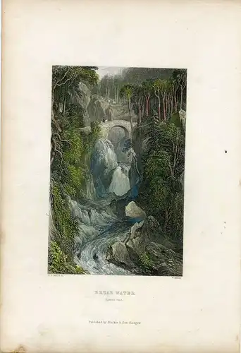 Escocia. Bruar Water ( Lower Fall ) . Gravierkunst Bei W.Miller, Drew D. O. Hill
