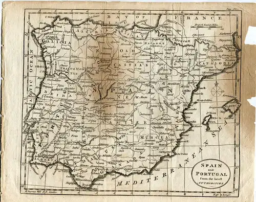 Mapas. Spain And Portugal From The Latest Authorities. Gravierkunst 1796