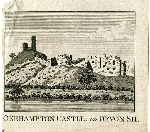 Okehampton Castle IN Devonshire Gravierkunst Von Jh.