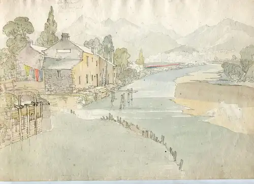Australia. Kenwick. From The Bridge At Aquarell Durchgeführt IN / Auf / Im 1834