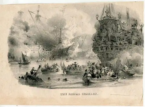 Der Boot Aufgerufen The Royal Charles Lithographie. Jahrhundert