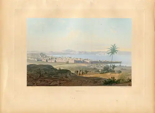 Tiberias. Gravierkunst Coloriert Auf Hand Made IN 1861 Bei Bruch Und Heermann