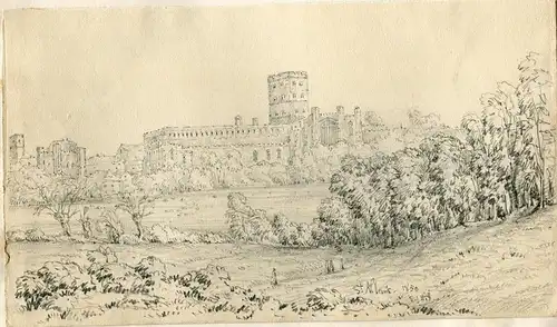 St.Alban's Abbey, Muster Titulado, Unterzeichnet Initialen Und Datiert IN 1850
