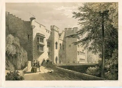 Brougham Hall Westmore Land Lithographie IN / Auf / Im 1858 De Ein Muster F. W.