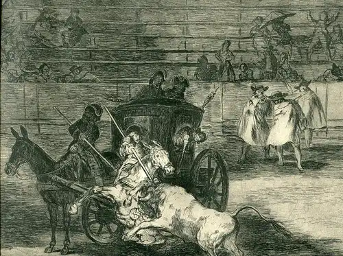 Francisco De Goya. Gravierkunst von Der Tauromaquia. Combat IN / Auf / Im Ein