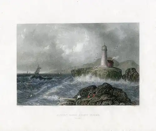 USA, United States. New England.« Desert Rock Lighthouse » Gravur W.Radcliffe