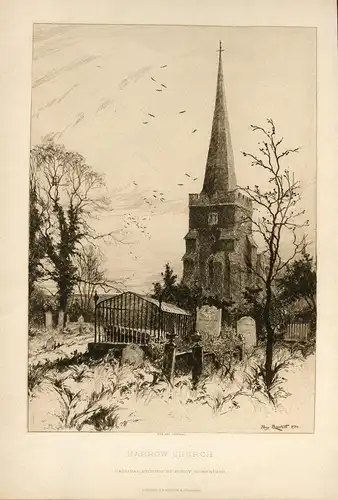 «Harrow Church» Gravierkunst Bei Percy Robertson für The Art Journal