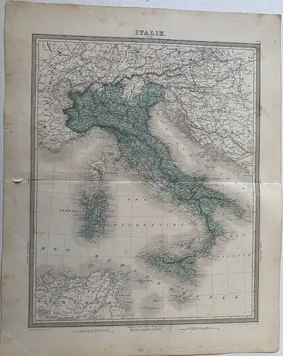 Italie Landkarte Gravierkunst Bei Lemercier IN / Auf / Im 1874