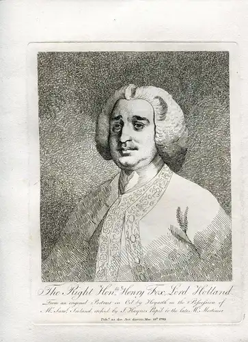 The Right Hon. Henry Fox Lord Holland Gravierkunst Bei J.Haynes 1782 Kopie