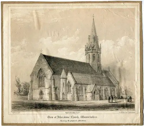 Inglaterra. Atherstone Church, Warwickshire, Day&son, Litografos von Der Königin