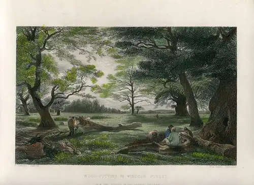 Inglaterra. Wood-Cutting IN Windsor Forest Gravierkunst Bei T. A. Prior , 1851