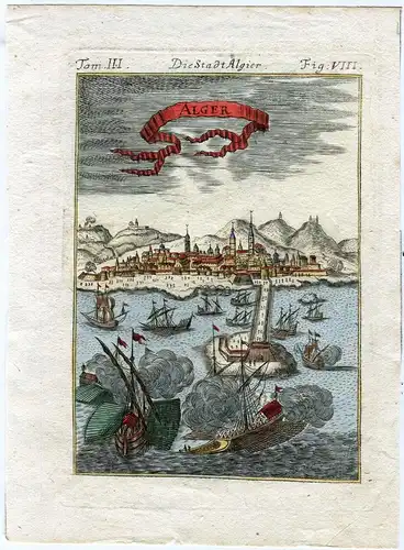 Die Stadt Algier, Gravierkunst Coloriert Bei Alain Mallet, Kartograph Franz 1719