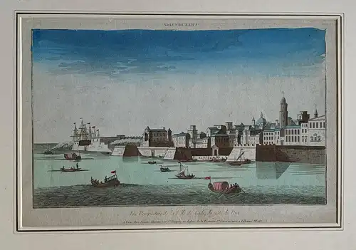 Vista Optik von Der Stadt De Cadiz - Gravierkunst Jh.