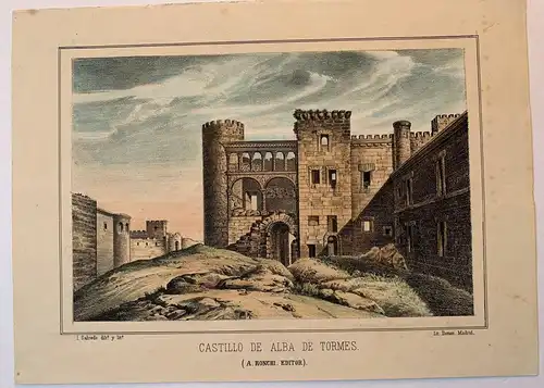 Castillo De Die Dukes Alba IN / Auf / Im Tormes, Salamanca - Lithographie Antik