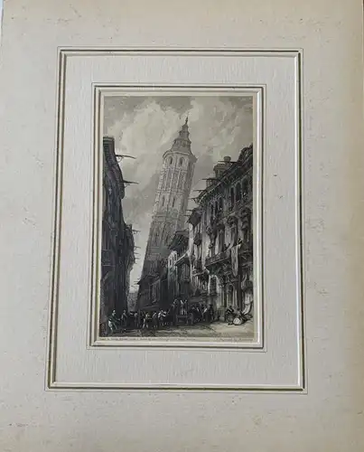 Schiefe Turm De Zaragoza - Gravierkunst Alt/Antik 1837