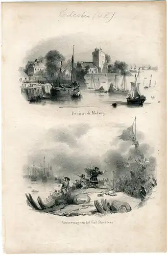 Rio De Medway Und Erfassung Von Stark De Sheerness. Lithographie