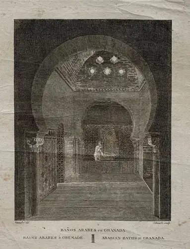 Bade Arabe IN / Auf / Im Granatapfel - Alexandre Laborde - Gravur Alt/Antik 1810