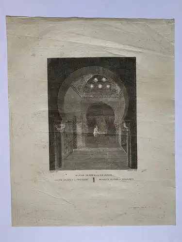 Bade Arabe IN / Auf / Im Granatapfel - Alexandre Laborde - Gravur Alt/Antik 1810