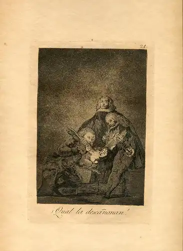 Goya « Que La Descañonan » Gravierkunst (Gravur) Original Nº21 Launen (