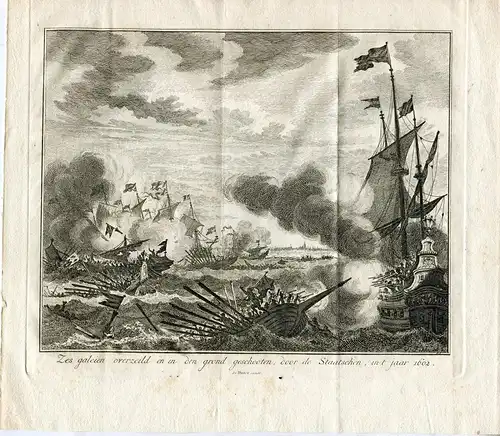 Simon Fokke (1712–1784) Brenner Alemán. Zerstörung De Galeras Spanische