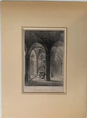 Dom De Barcelona, Galerie Von Garten - Lithographie Original. Jahrhundert