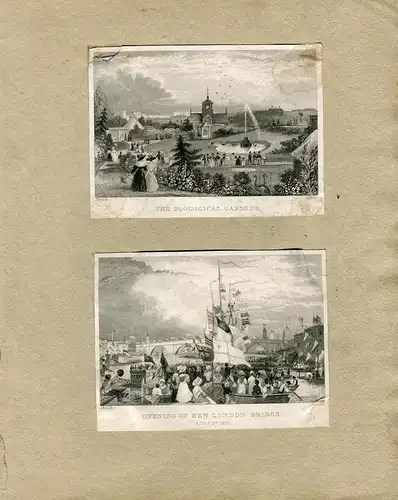 Paar Kupferstiche 'The Zoologische Gardens 'Und 'Opening Of New London Bridge'