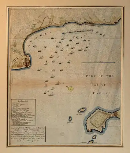 Landkarte Alt/Antik von Der Bahia De Cadiz Und Rota Mit Abhängung Las Fragatas
