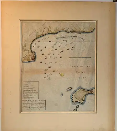 Landkarte Alt/Antik von Der Bahia De Cadiz Und Rota Mit Abhängung Las Fragatas