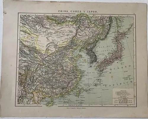 Landkarte De China, Korea Und Japan Bearbeitet Bei Gras Und Cia. Um De 1900