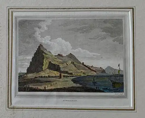 Ansicht Von Fels Springbrunnen De Gibraltar - Gravierkunst Alt/Antik