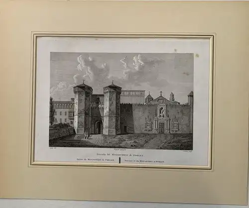 Kloster De Poblet - Alexandre Laborde. Farbradierung Alt/Antik 1810
