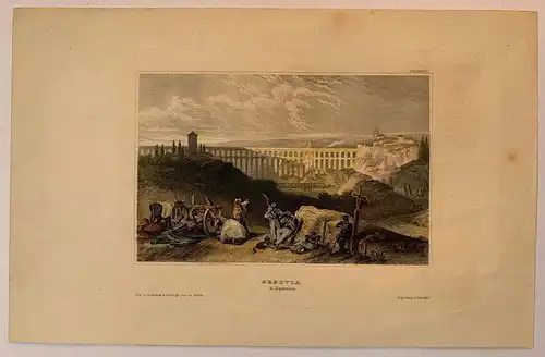 Aquädukt De Segovia - Gravierkunst Original. Jahrhundert