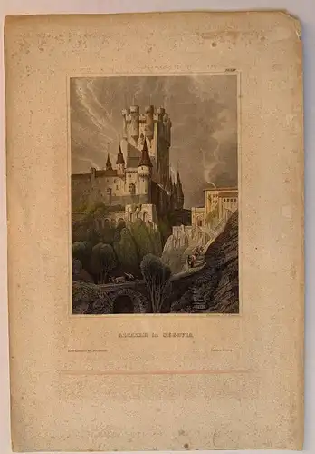 Der Alcazar De Segovia - Gravierkunst Alt/Antik Circa 1850