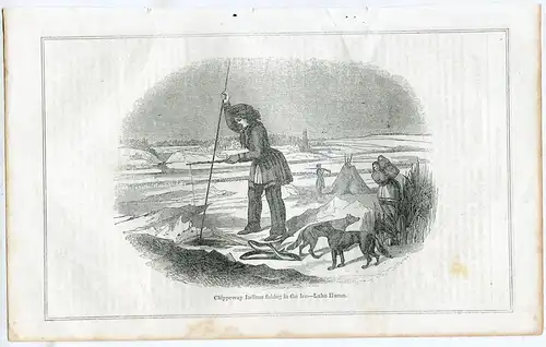 Chippeway Indians Fishing IN The Eis- Lake Huron , Gravierkunst