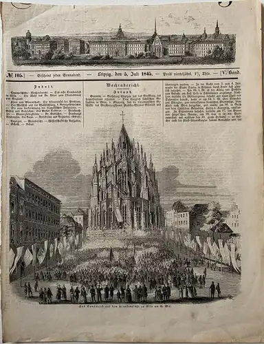 Alemania. Leizpig. 5 Juli 1845 Das Dombaufeft Auf Demfrantemplage Zu Coln