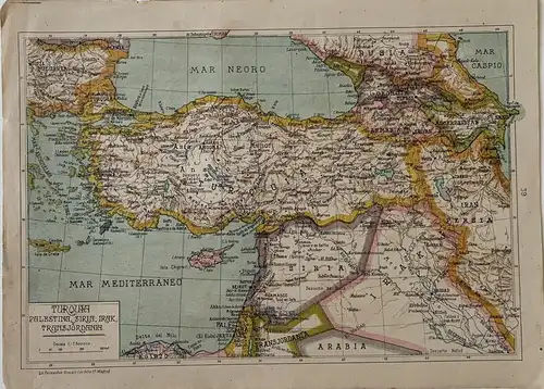 Landkarte De Türkei, Palästina, Syrien, Irak, Transjordanien