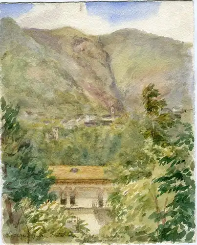 Suiza. Locarno. Aquarell von Der Leipziger Inglesa. unter dem Titel Und Signiert