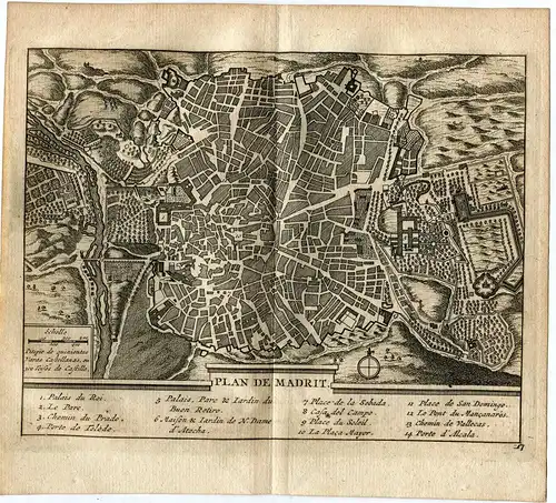 Flach Cartográfico De Madrid. Gravierkunst Bei Pieter Vander Aa, 1715