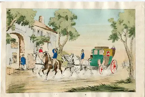 Kutsche Mit Charaktere Auf Caballo. Lithographie. Jahrhundert