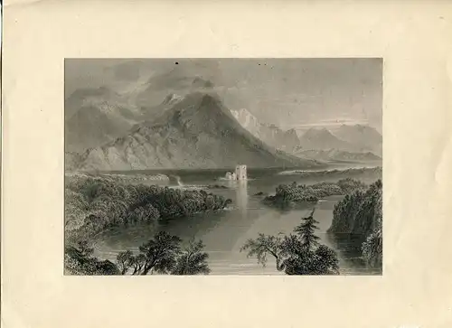 Irland Ballynahinch ( Lake & Castle),Gravierkunst IN / Auf / Im 1840 Kopie De W