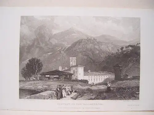 Italia.« Kloster Of The Vallandrosa » Disegno J.D.Hardings. Incisione J