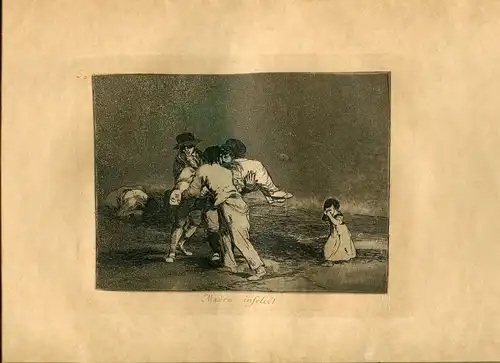Goya « Mutter Unglücklich!» Gravierkunst (Gravur) Orig Nr 50 Katastrophen (War