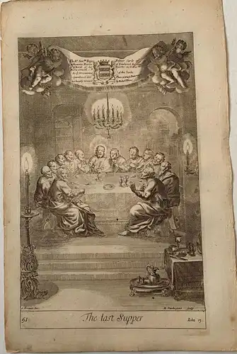 Biblia. The Last Supper, Gravierkunst Bei Richard Blome, 1690