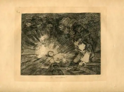 Goya « Se Resucitará?» Gravierkunst (Gravur,Gravur) Nr 80 Katastrophen