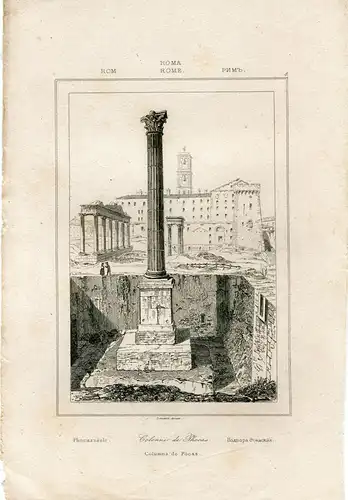 Italia. Roma.columna De Phocas. Gravierkunst Bei Lemaitre. 1845