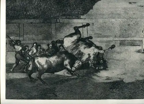 Francisco De Goya. Pferd Niedergeschlagen Bei Ein Toro. Gravur Mit La Brief B