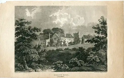 Pooley Hall Lancashire Gravierkunst IN / Auf / Im 1811 Bei White De Un Muster J