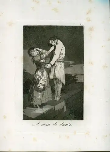 Auf Jagd De Zähne, Gravierkunst Nr 12 Original De Goya 5ª Ausgabe (1881-1886)